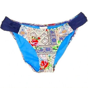 Profile Blush Blue and Pink Patchwork Pattern Bikini Bottom Size Small
